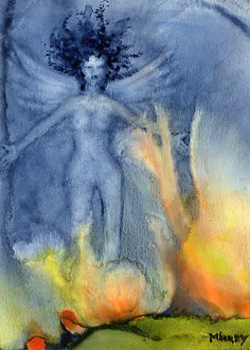 Phoenix Mickey Fielitz Waukesha WI watercolor on Terraskin  SOLD